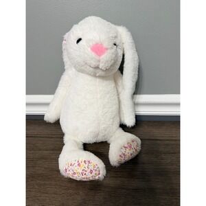Kellytoy White Bunny Rabbit with Floral Ears Plush